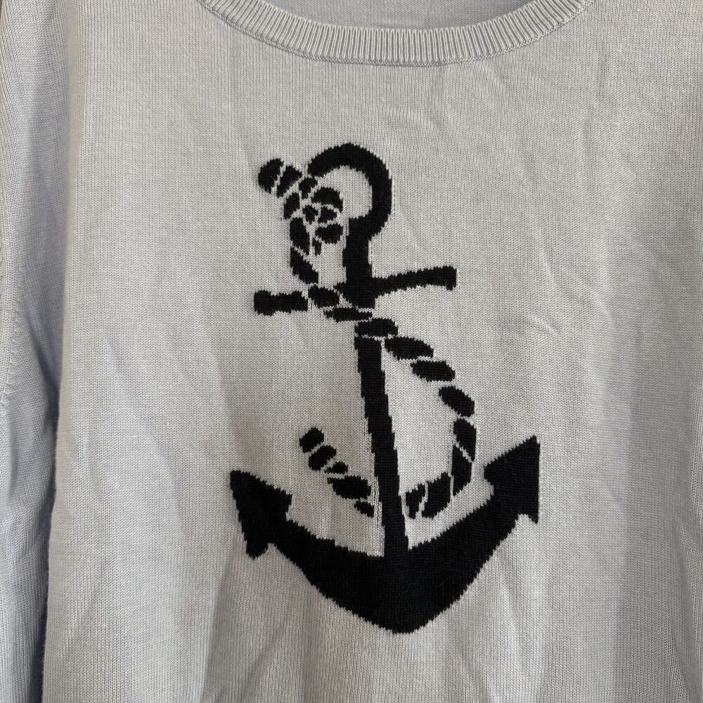 Talbots Plus 3X cotton blend nautical sweater coastal summer anchor - Picture 10 of 14